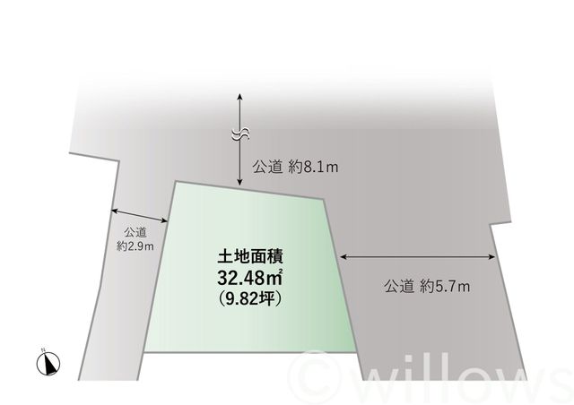 北・西・東の三方角住戸。前面道路の幅員も大きいため、抜け感・開放感は◎駅までの道のりも平坦＆距離も近い、利便性のあるベストロケーション。